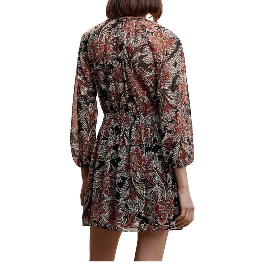 NWT Mango floral chiffon long sleeve mini dress - Picture 4 of 10
